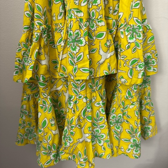 RHODE Yellow Ruffle Tiered Mini Dress Size XS Bird Coquette Festival Romantic - Picture 13 of 13